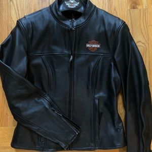 Harley Davidson Leather Biker Jacket. Size Medium.